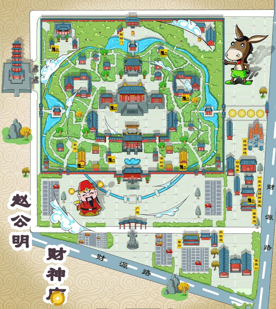 榆中寺庙类手绘地图